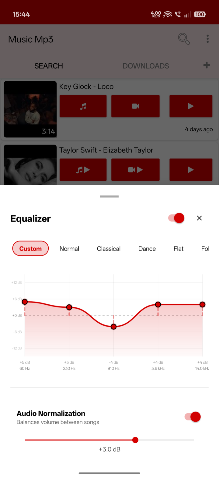 YT3 10-band equalizer with bass boost presets