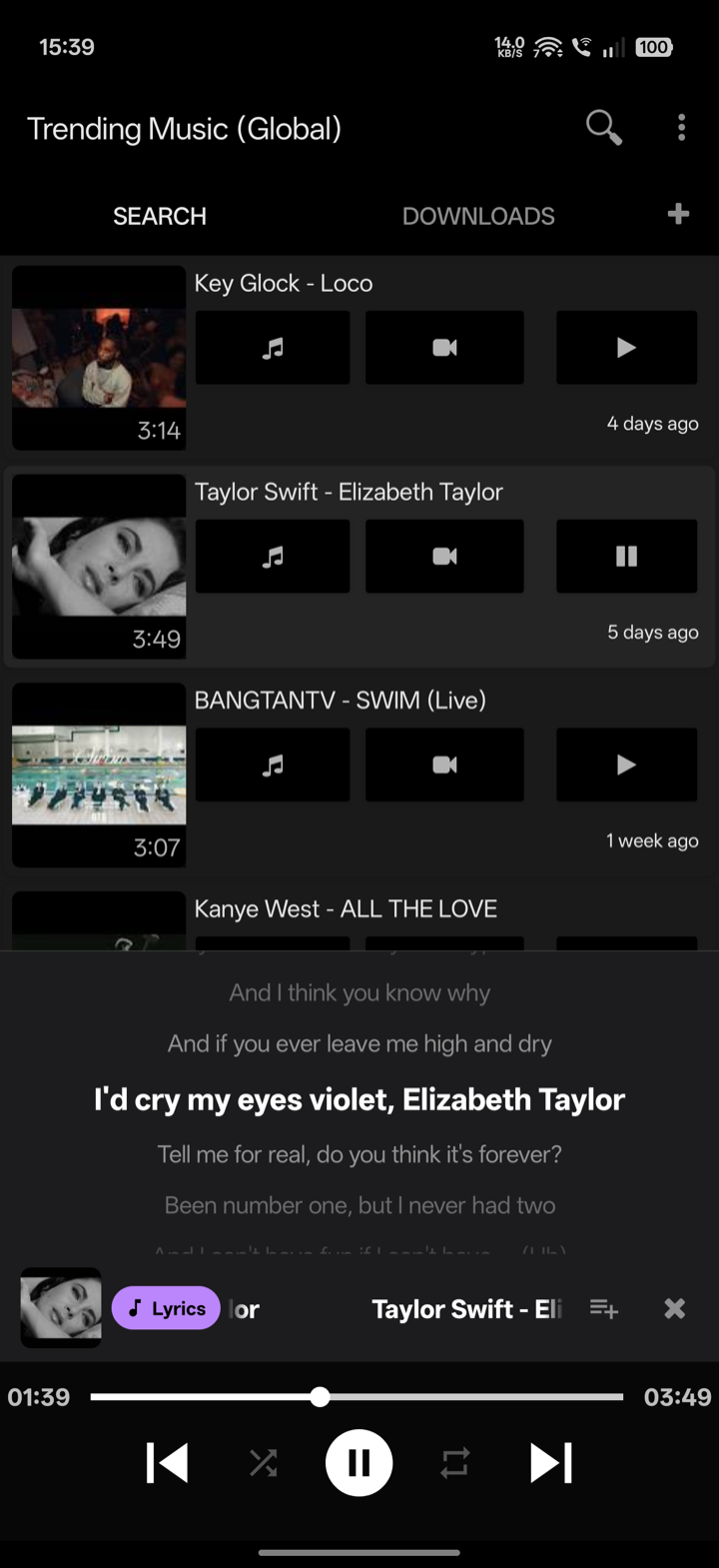 YT3 synced lyrics scrolling with music