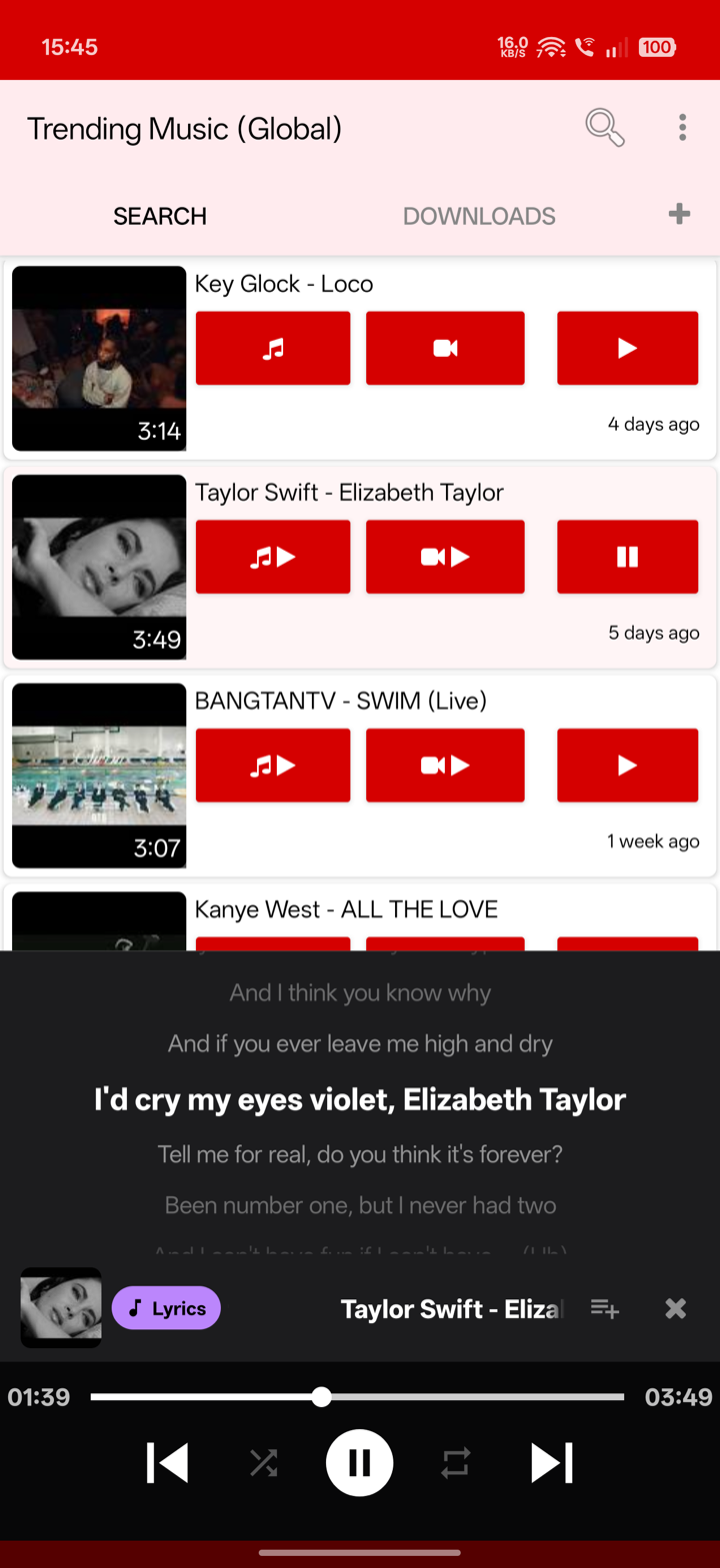 YT3 synced lyrics scrolling with music